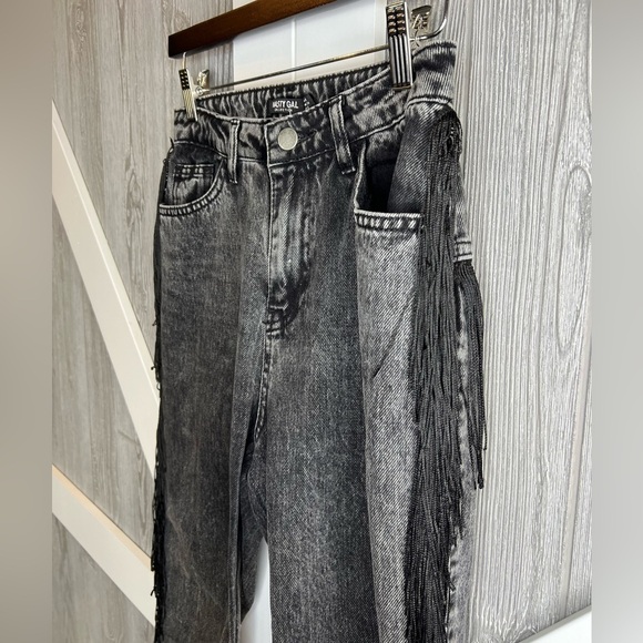 B7.6 Nasty Girl Fringe Cropped High Waisted Jeans US 2 - Picture 6 of 14